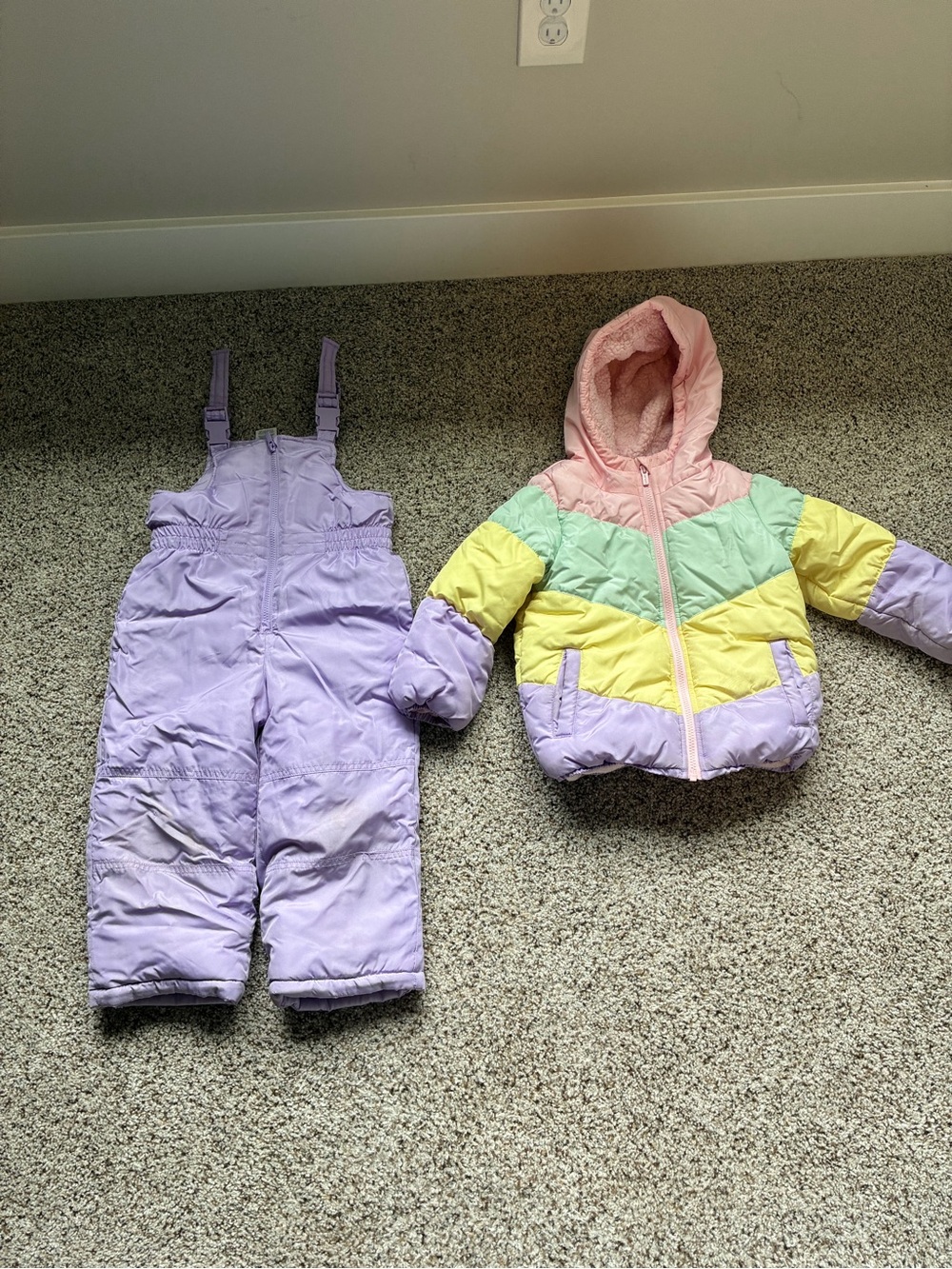 5T Carter’s Winter Puffer Jacket & Snow Bib Set - Lavender, Mint, Pink, Yellow